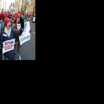 Nurses rallied outside Mount Sinai Hospital, one of the facilities affected by the strike in New York