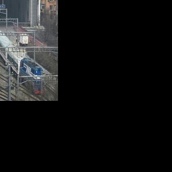A passenger train bound for Pyongyang, the capital of North Korea, departs from the railway station at the border city of Dandong, in China's northeast Liaoning province on March 25, 2026.
