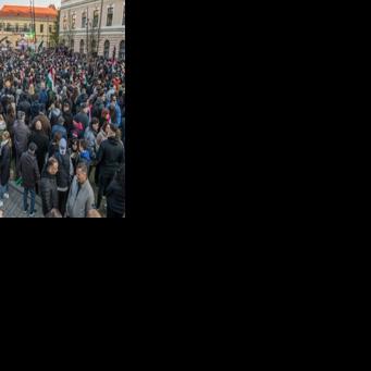 Orban supporters gathered in Hungary's second largest city Debrecen