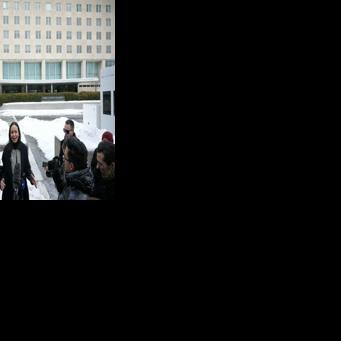 Venezuelan opposition leader Maria Corina Machado speaks to reporters after meeting with US Secretary of State Marco Rubio in Washington