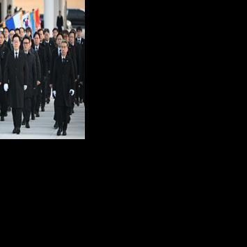 South Korean President Lee Jae Myung (centre) walks with his cabinet members as he visits the National Cemetery in Seoul on January 1. Soaring global demand for semiconductors fuelled by a boom in artificial intelligence sent South Korea's exports to…