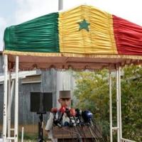 France's General Pascal Ianni, who commands France's troops in Africa, speaking at the ceremony