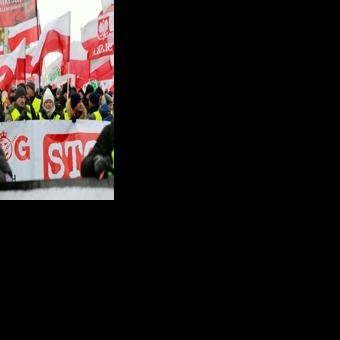 Polish farmers and their supporters also protested