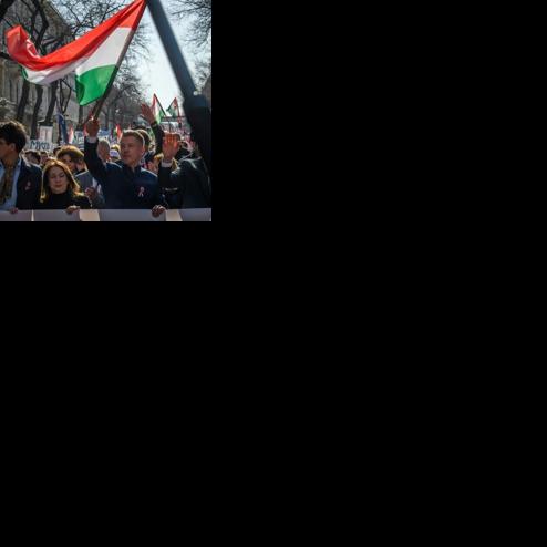 The Tisza party led by Hungarian politician Peter Magyar (R) is vying for power in opposition to nationalist prime minister Viktor Orban