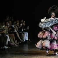 Dutch duo Viktor & Rolf's collection took humourous inspiration from 19th-century gowns