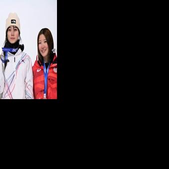 Chloe Kim (L) was relegated to silver medal position in the Olympic halfpipe by South Korea's Choi Gaon (C) while Japan's Mitsuki Ono took bronze