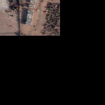 This satellite image shows around 30 trucks parked at the military airport in Niger's capital, Niamey