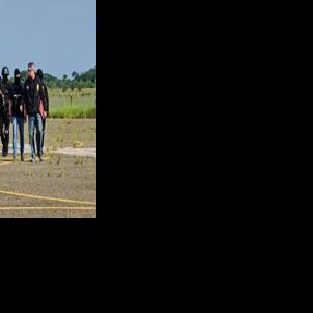 Notorious Latin American narco trafficker Marset (3rd left) has finally been arrested in Bolivia after eluding police for years