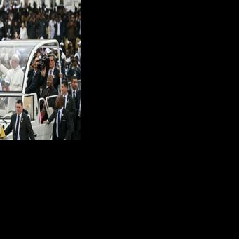 Pope Leo XIV travelled to his mass outside the Angolan capital on his popemobile