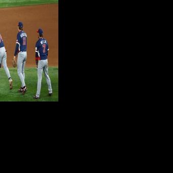 United States players celebrate after completing a 2-1 victory over Dominican Republic that lifted the Americans into the final of the World Baseball Classic