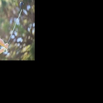 Sweden's Linn Grant eyes a shot on the way to the 54-hole lead in the LPGA Annika at Pelican golf tournament
