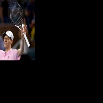 World number two Jannik Sinner of Italy celebrates defeating fourth-ranked Alexander Zverev of Germany to reach the ATP Miami Open final