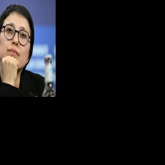 Afghan filmmaker Shahrbanoo Sadat during a press conference for 'No Good Men', which opened the Berlin film festival