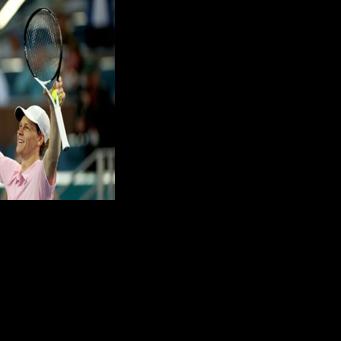 World number two Jannik Sinner of Italy celebratres his win over Jiri Lehecka in the Miami Open final