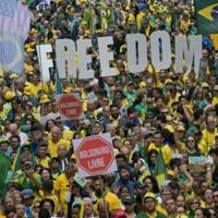 Supporters of Brazil's former president Jair Bolsonaro flood the streets of Sao Paulo