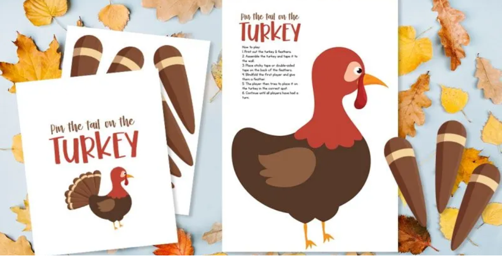 3 pin the feather on the turkey free printable