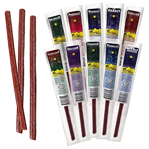 Mythical Meats Original Exotic Flavor Sampler Pack – 10 Exotic Game and Beef Snack Sticks