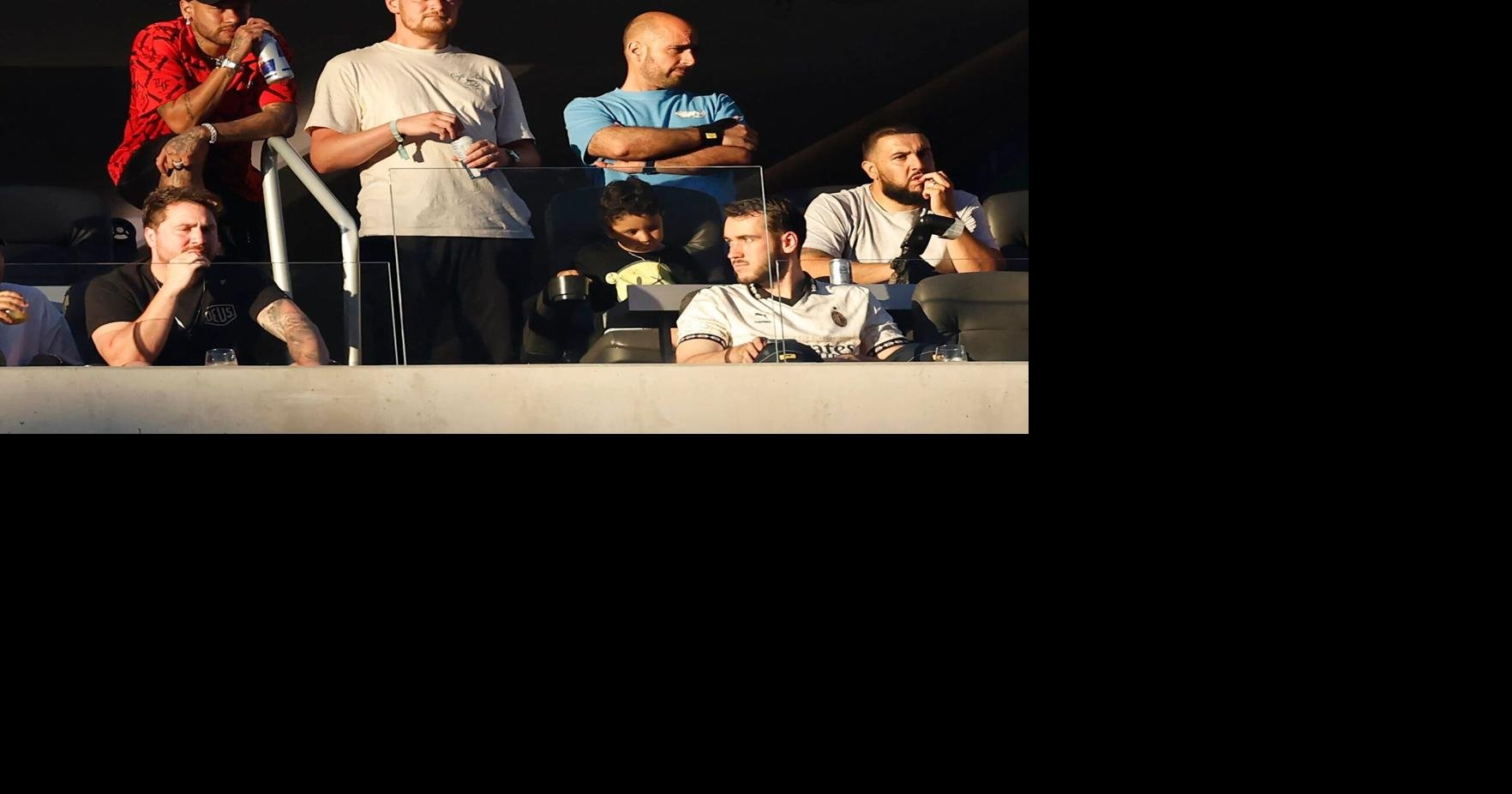 Neymar cuts a frustrated figure in the stands as he watches wasteful