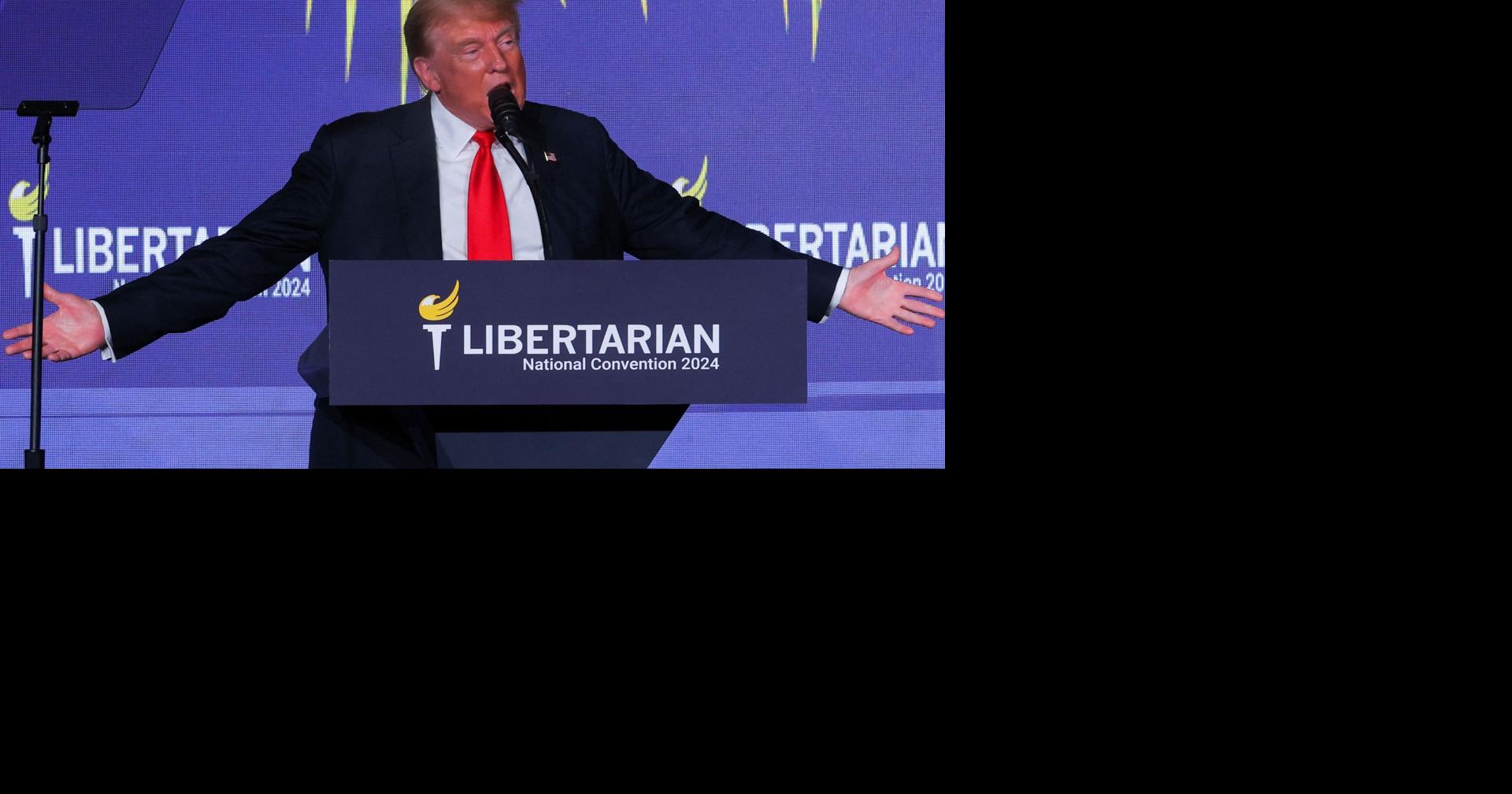 Former US President Trump heckled at Libertarian Party’s national