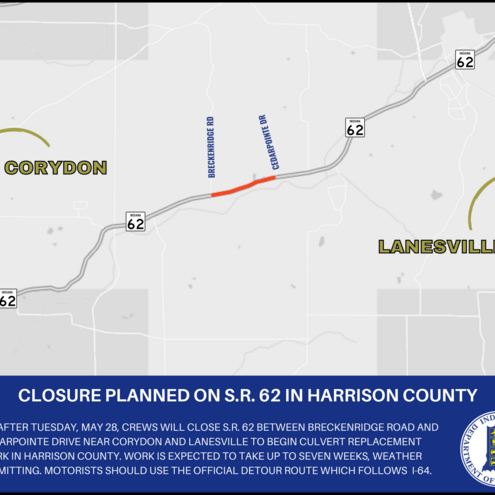 Closure planned on Ind. 62 in Harrison County - Vimarsana News