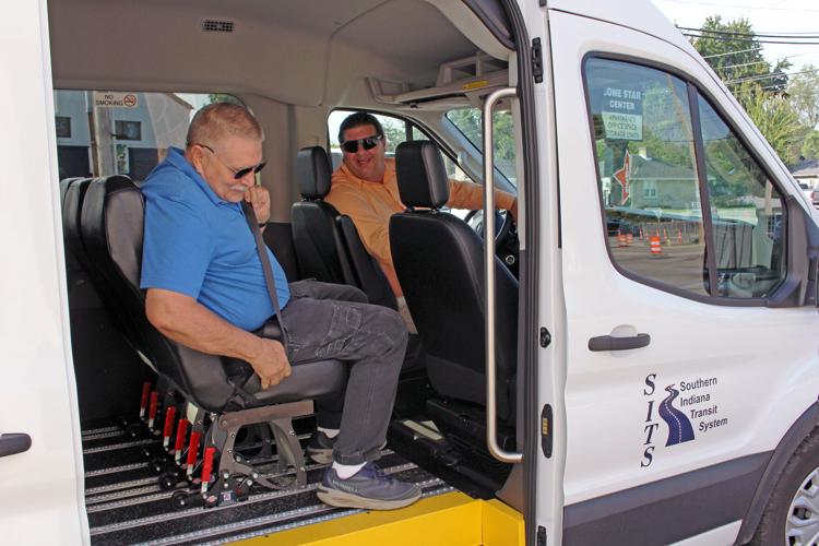 Southern Indiana Transit System rider using an accessible vehicle