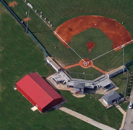 Aerial baseball diamond in Kentucky Louisville Slugger Field