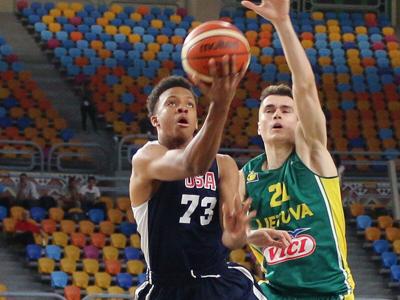 Basketball Langford Scores Two Points In International Debut
