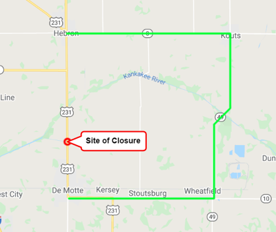 Map Of Demotte Indiana U.s. 231 To Be Closed Between Hebron And Demotte | News | Newsbug.info