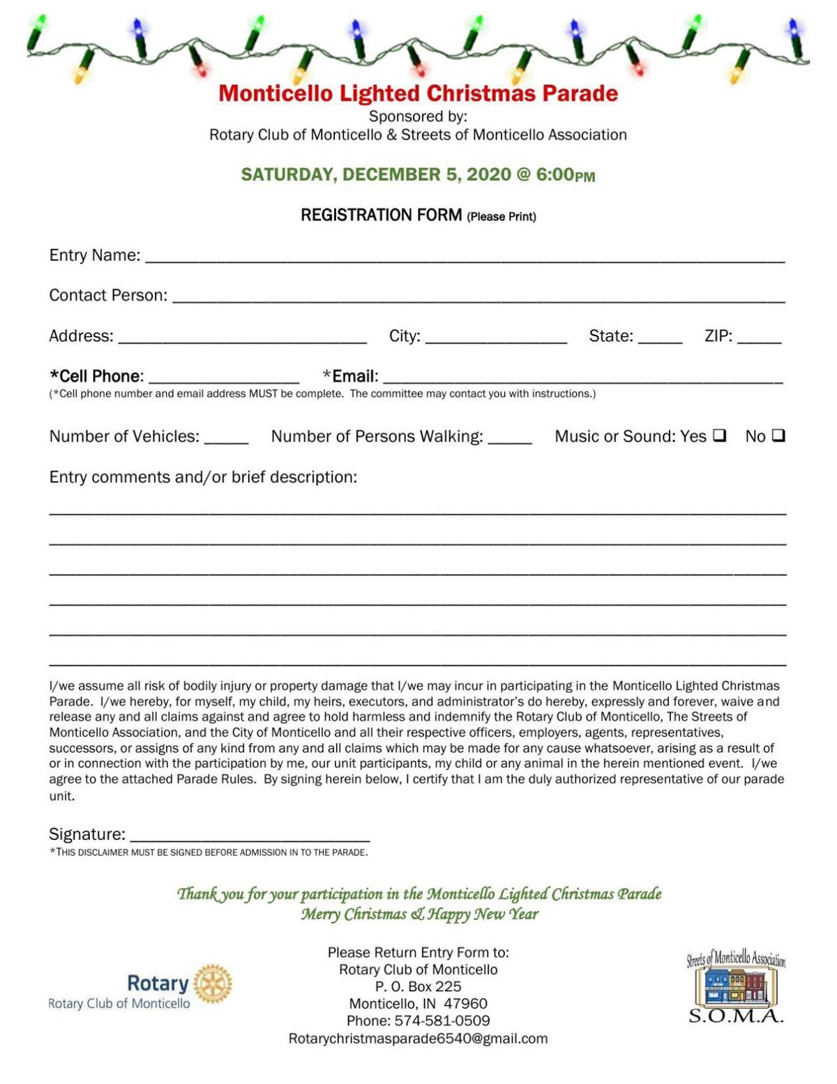 2021 Christmas Parade Form Christmas Parade Registration Form Newsbug Info