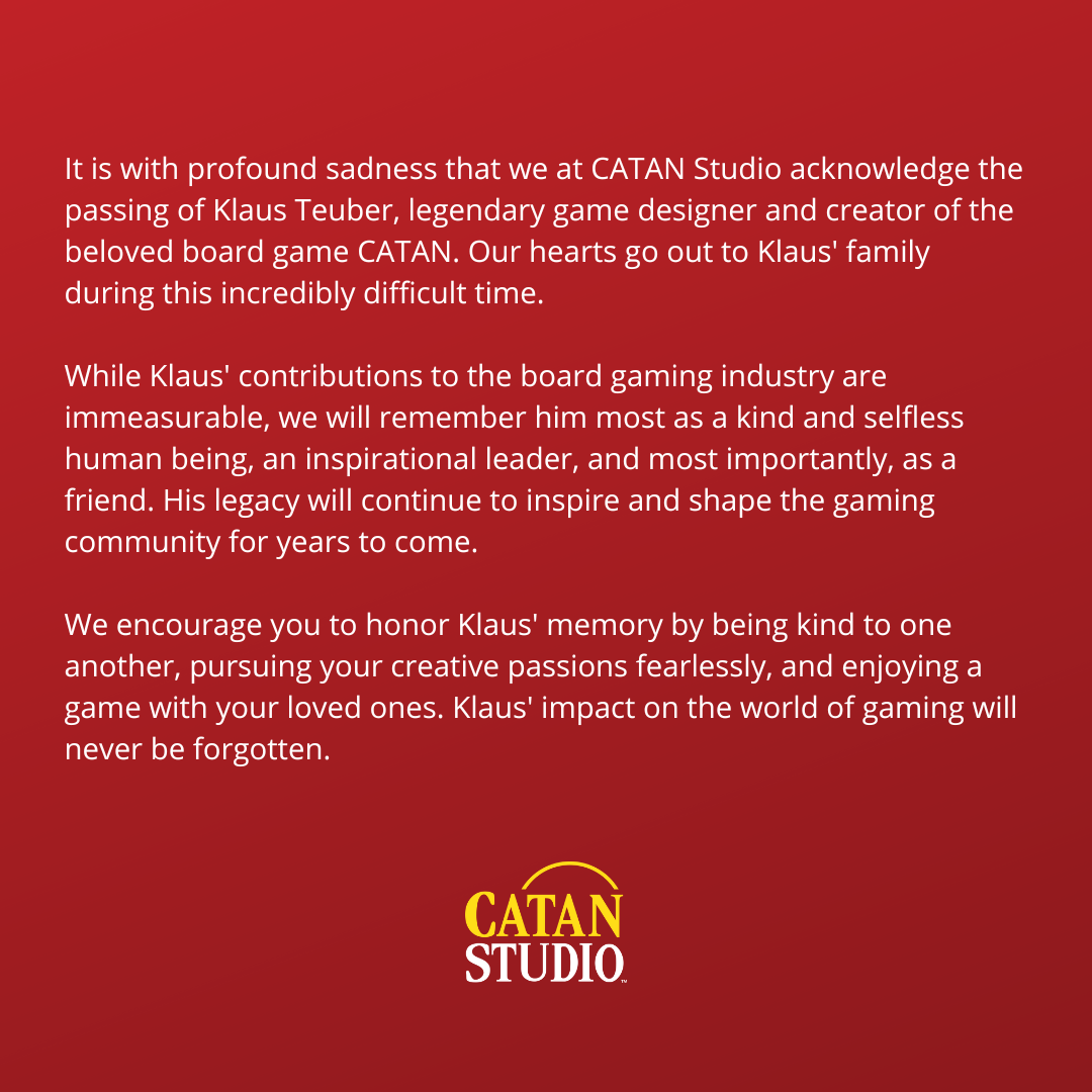 Klaus Teuber, Catan board game creator, dies at 70