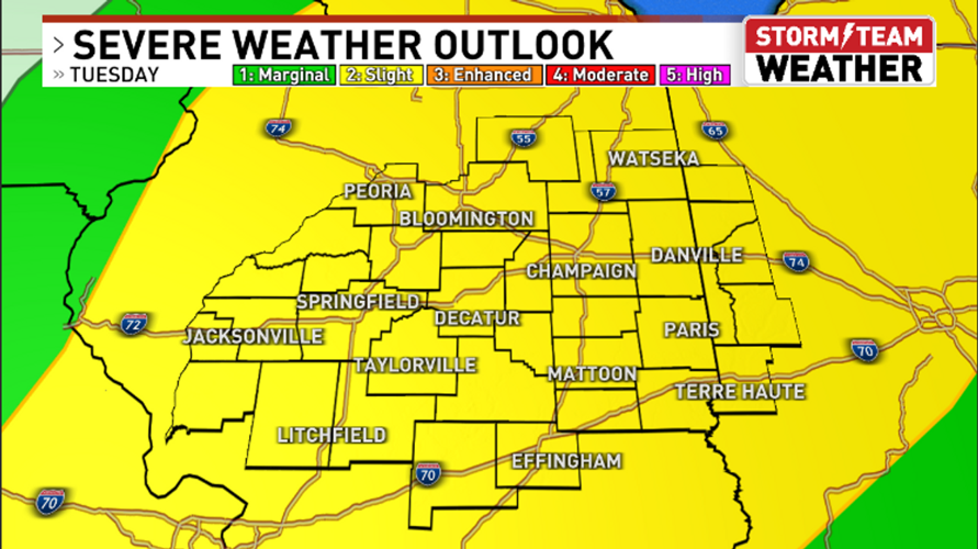 Slight risk for strong to severe thunderstorms on Tuesday | Local News ...