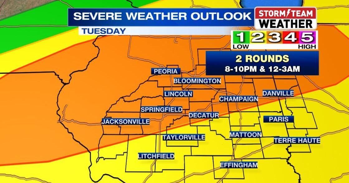 Severe weather warning for Central Illinois Tuesday | Local News ...