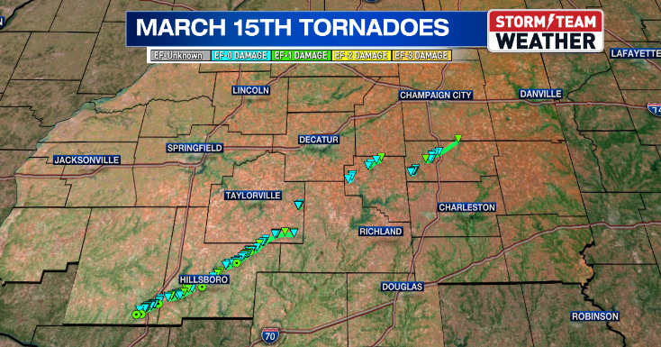 The number of tornadoes from Sunday, March 15 has increased to 11 ...