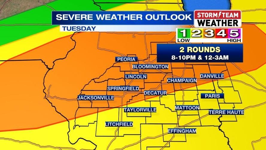 Severe weather warning for Central Illinois Tuesday | Local News ...