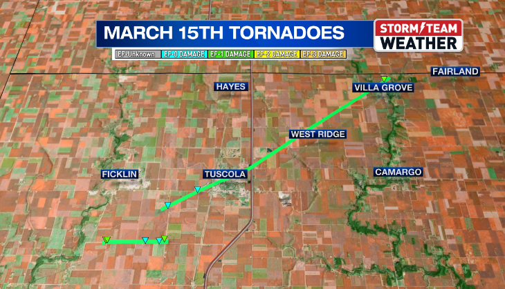 The number of tornadoes from Sunday, March 15 has increased to 11 ...