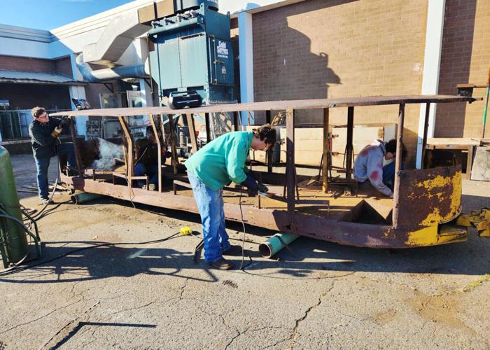 Welding students at NCCTC restoring mine shuttle from Glen Burn mine ...