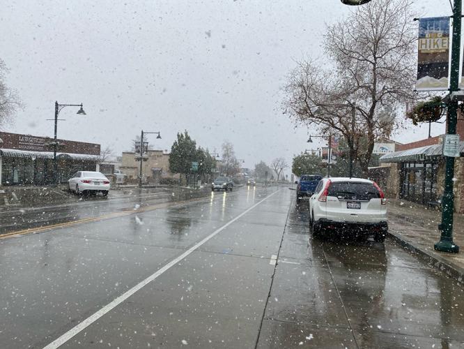 Snow in Yucaipa today on Feb. 23