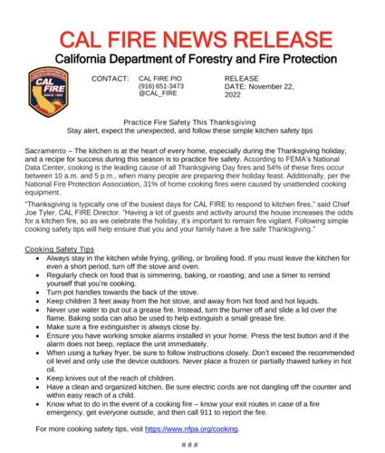 Practice Fire Safety this Thanksgiving