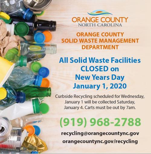 All Solid Waste facilities closed January 1; collection taking place January 4