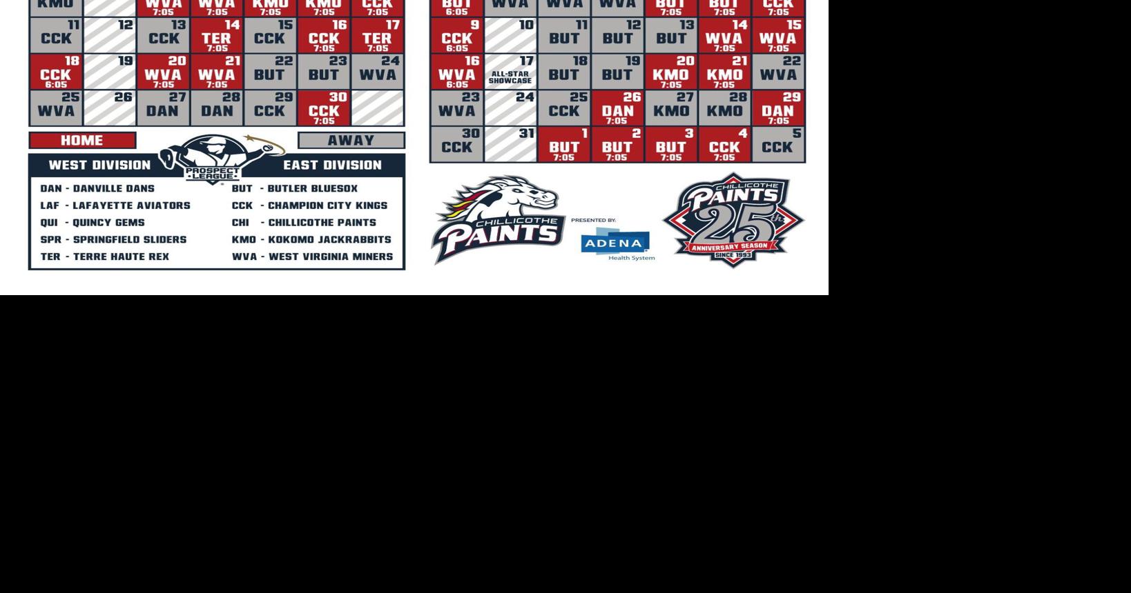 Chillicothe Paints announce schedule for 25th season Sports