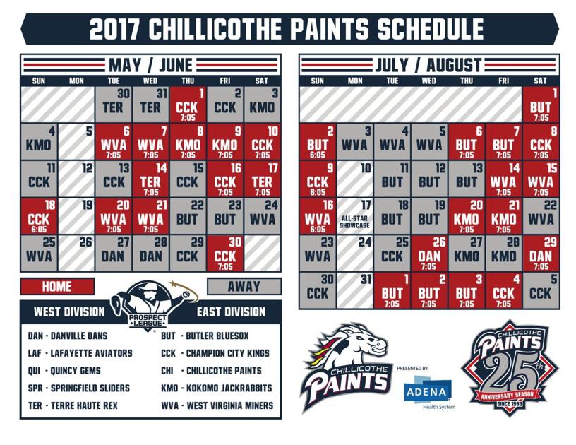Chillicothe Paints announce schedule for 25th season Sports
