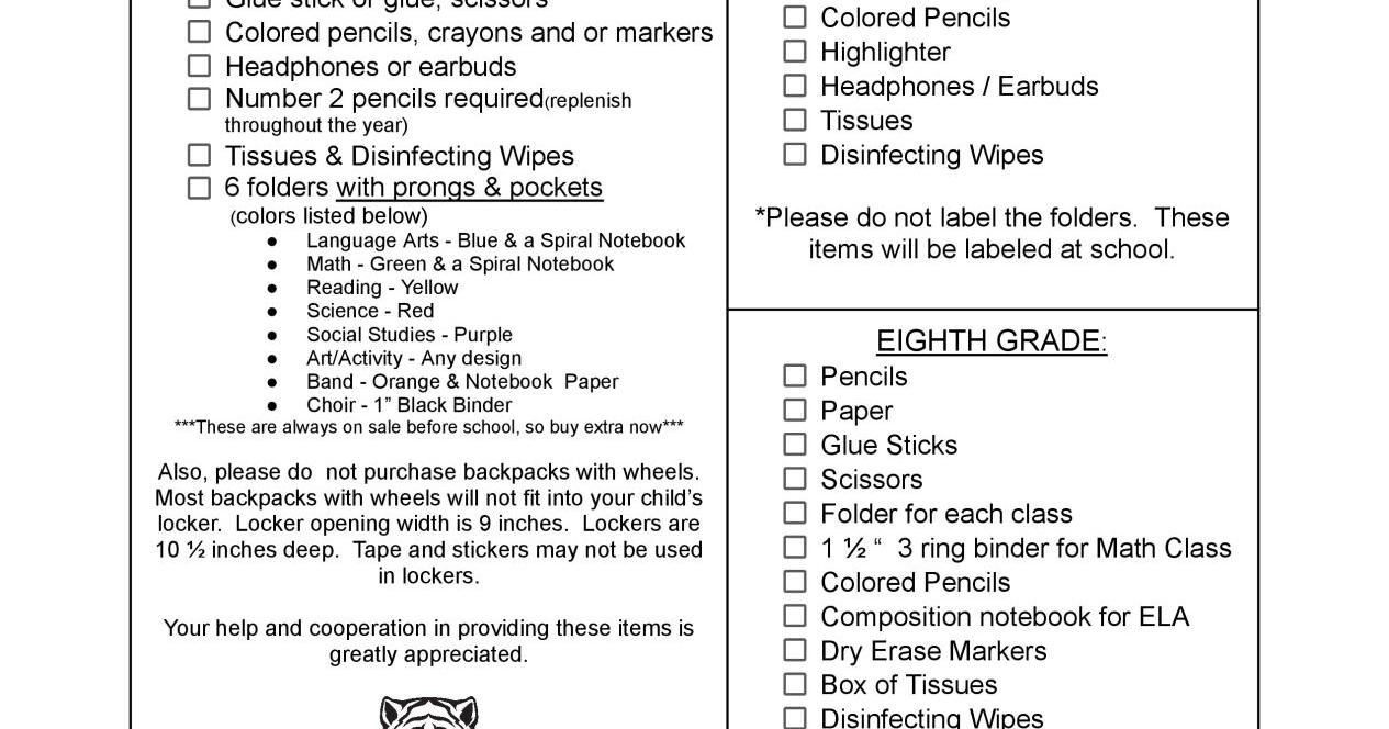 Waverly School Supply Lists 2023-2024 - Vimarsana News