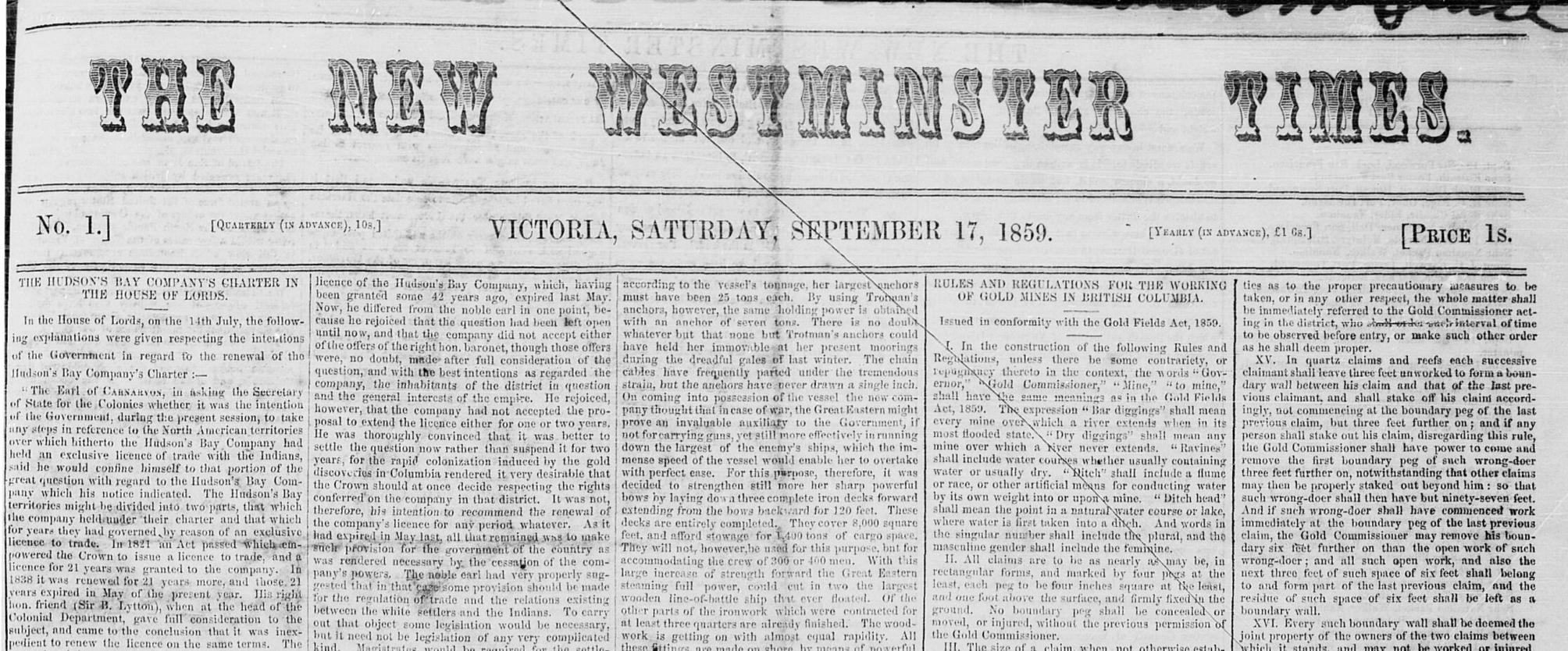 to the New Westminster Times News