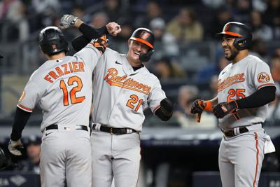 Baltimore Orioles Adam Frazier (12) bats during a spring training