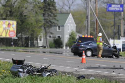 niagara falls seriously boulevard motorcyclist crash gazette struck injured afternoon motorcycle thursday vehicle another man his when