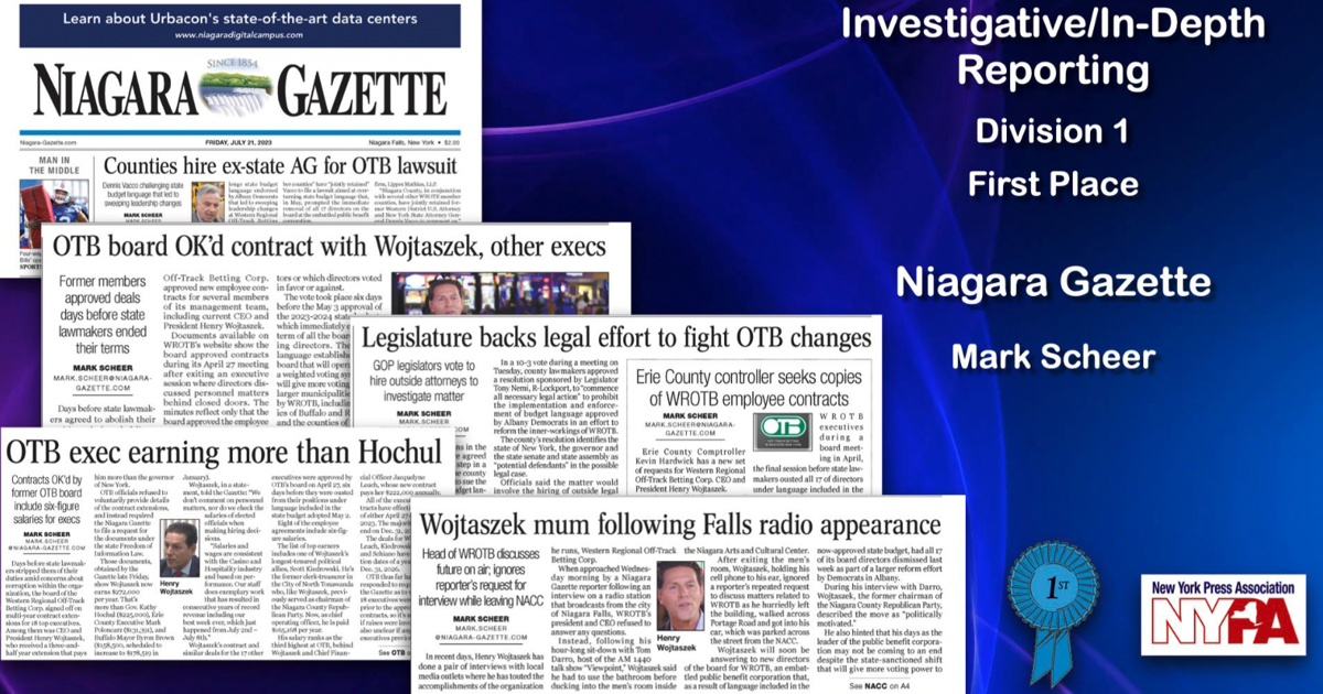 Mark Scheer Mark Scheer wins investigative award; Nick Sabato, Rick Pfeiffer ...