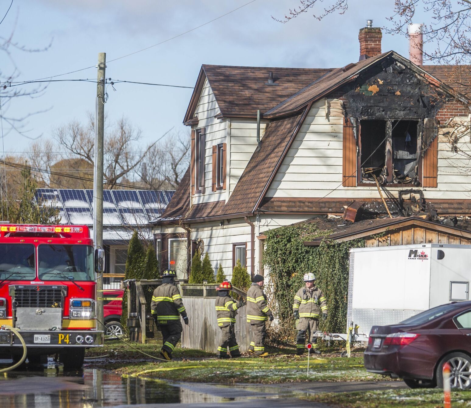 Fire crews battled a structure fire in Chippawa Wednesday