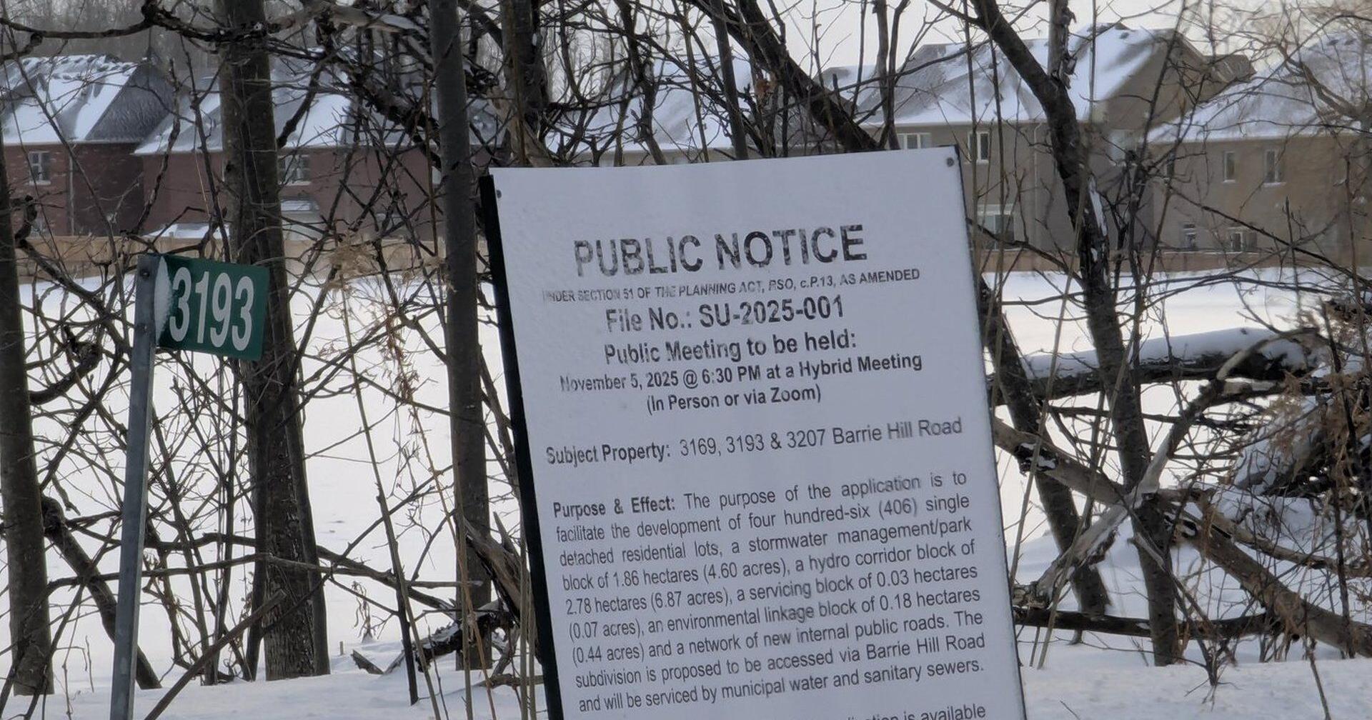 Over 40K trees to be axed to make way for Barrie Hill Rd . subdivision