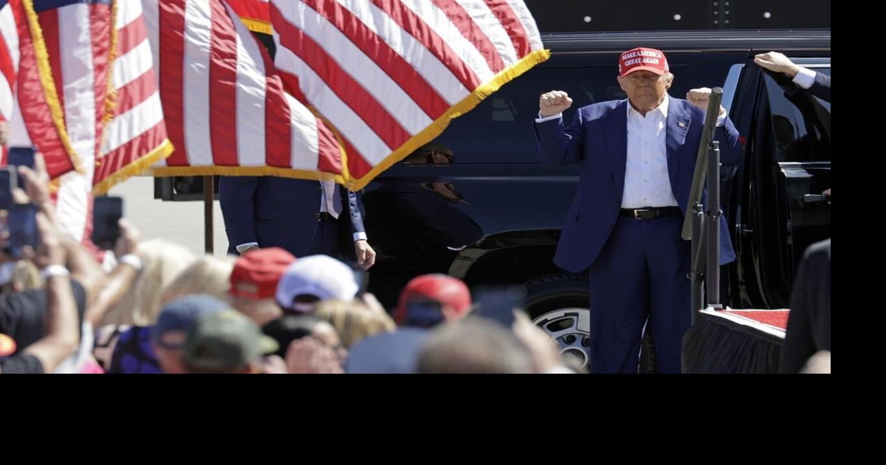 Trump listens during a farming event in rural Pennsylvania, then