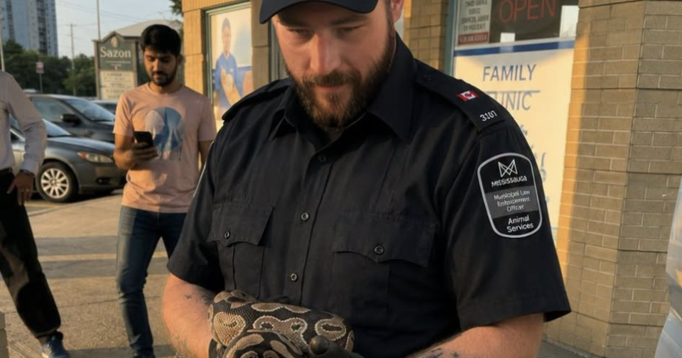 Trapped python rescued by Mississauga animal control officer
